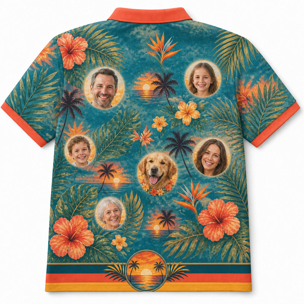 Beach Sunset Family Photo Polo - Back view