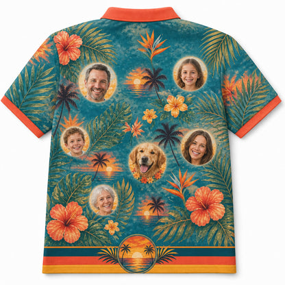 Beach Sunset Family Photo Polo - Back view
