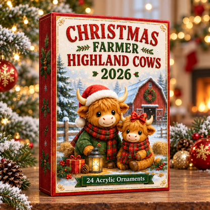 Christmas Highland Cow Farmer Advent Calendar 2026 - 24-Day Festive Countdown, Acrylic Charms Blind Box - Gift For Highland Cow Lovers 5301ecb4-5fc0-4fb8-8baa-4b5ce625d67a-highland-cow-box.png