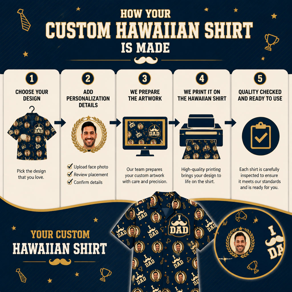 I Mustache Dad – Custom Face Hawaiian Shirt - How it is made