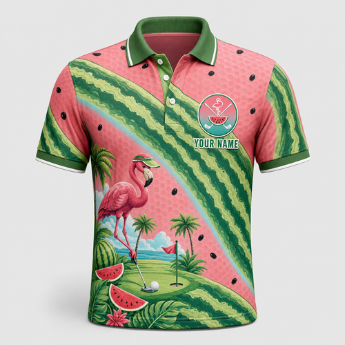 Watermelon Flamingo Golf AOP Polo – Team + Player Name - Personalized Polo shirt - All over printed 5355c507-6786-4740-992a-a0f2a356e2b4.png