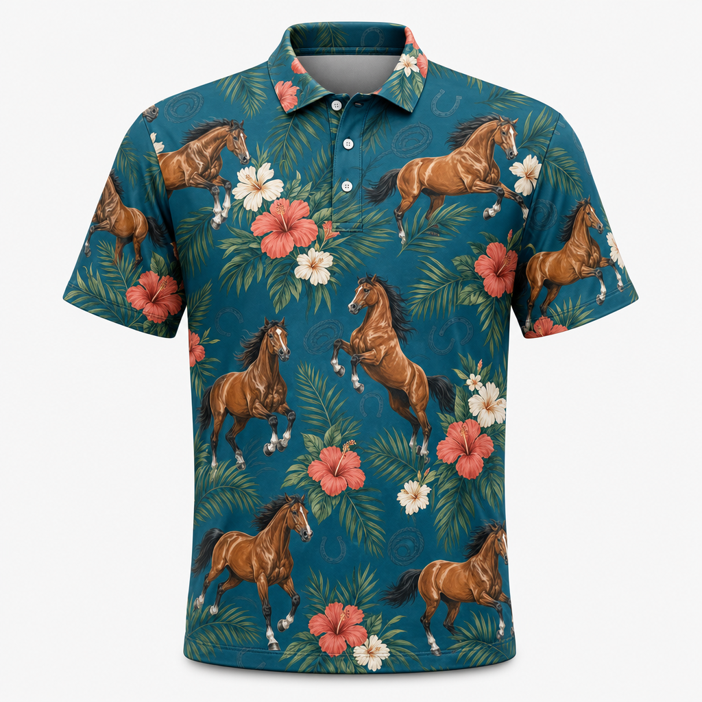 Tropical Horses AOP Polo - Polo shirt - All over printed 537e6d72-f6e5-4c9e-9a5b-1f95956d4b53.png