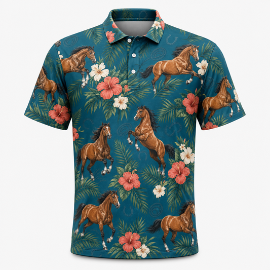 Tropical Horses AOP Polo - Polo shirt - All over printed 537e6d72-f6e5-4c9e-9a5b-1f95956d4b53.png