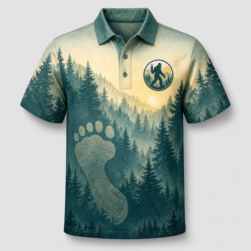 Bigfoot Saw Me Forest Badge AOP Polo - Polo shirt - All over printed 53a37cb8-34a3-4af0-9290-3135e11df12c.png