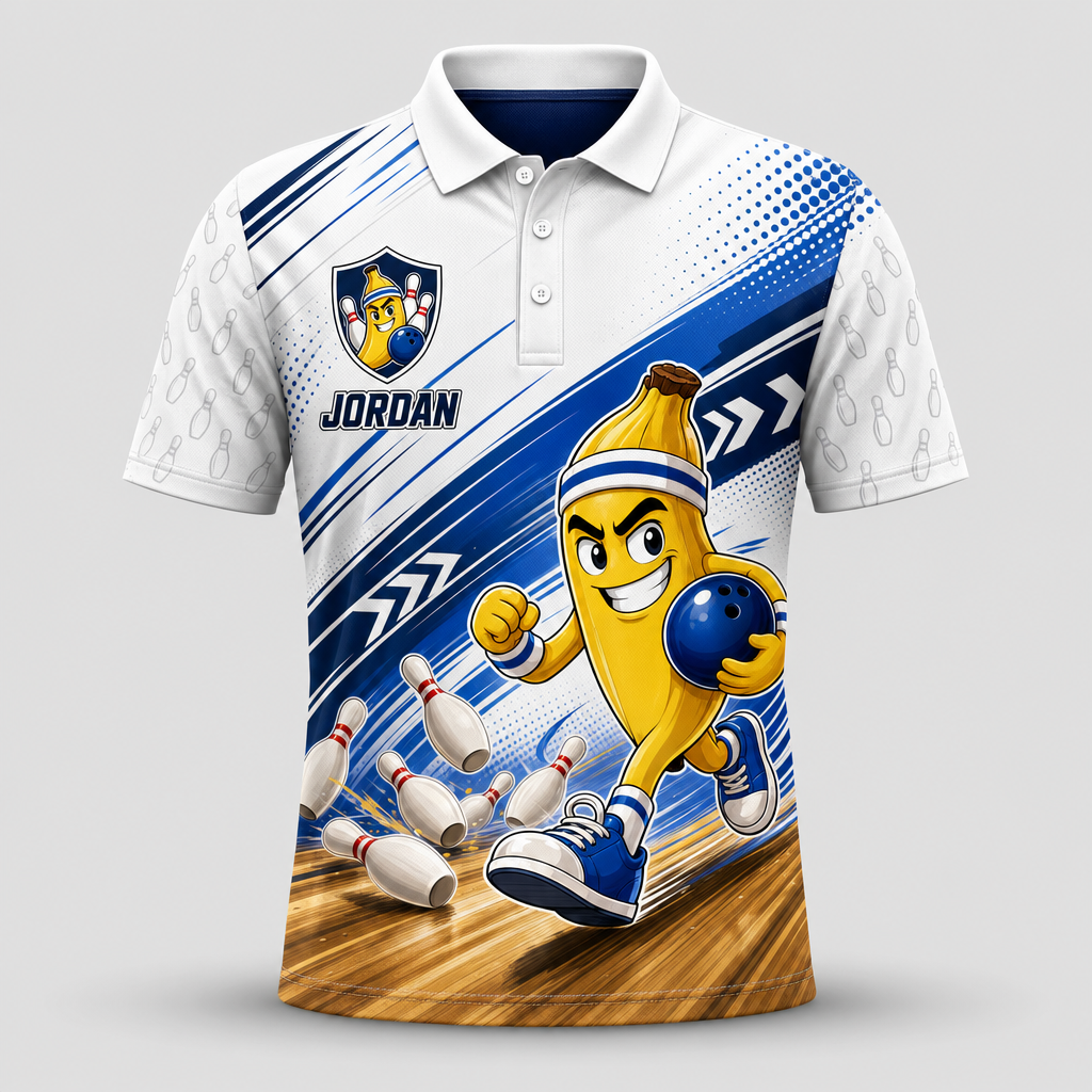 Personalized Bowlanas for Strikes Bowling Polo Shirt – Custom Name, All-Over Print