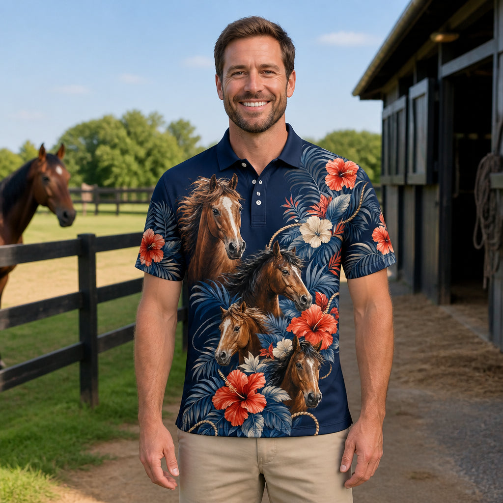 Horse Lover Tropical AOP Polo - Polo shirt - All over printed 54da782e-74a5-4476-a026-596a30f4cc98.jpg