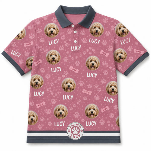 Custom Dog Photo Polo — Pink Colorway - Hero