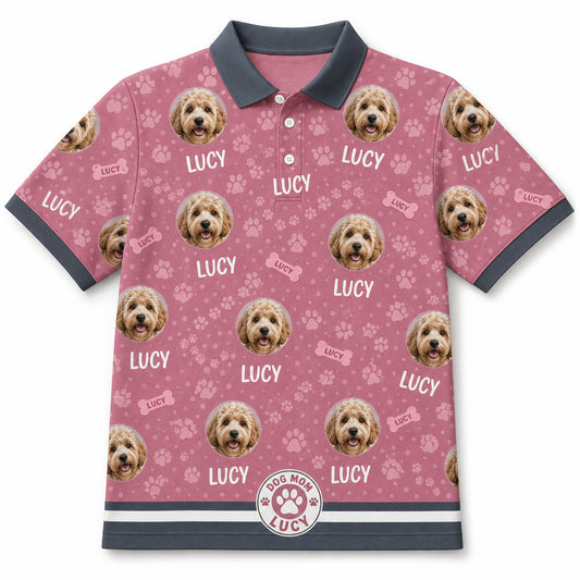 Custom Dog Photo Polo — Pink Colorway - Hero