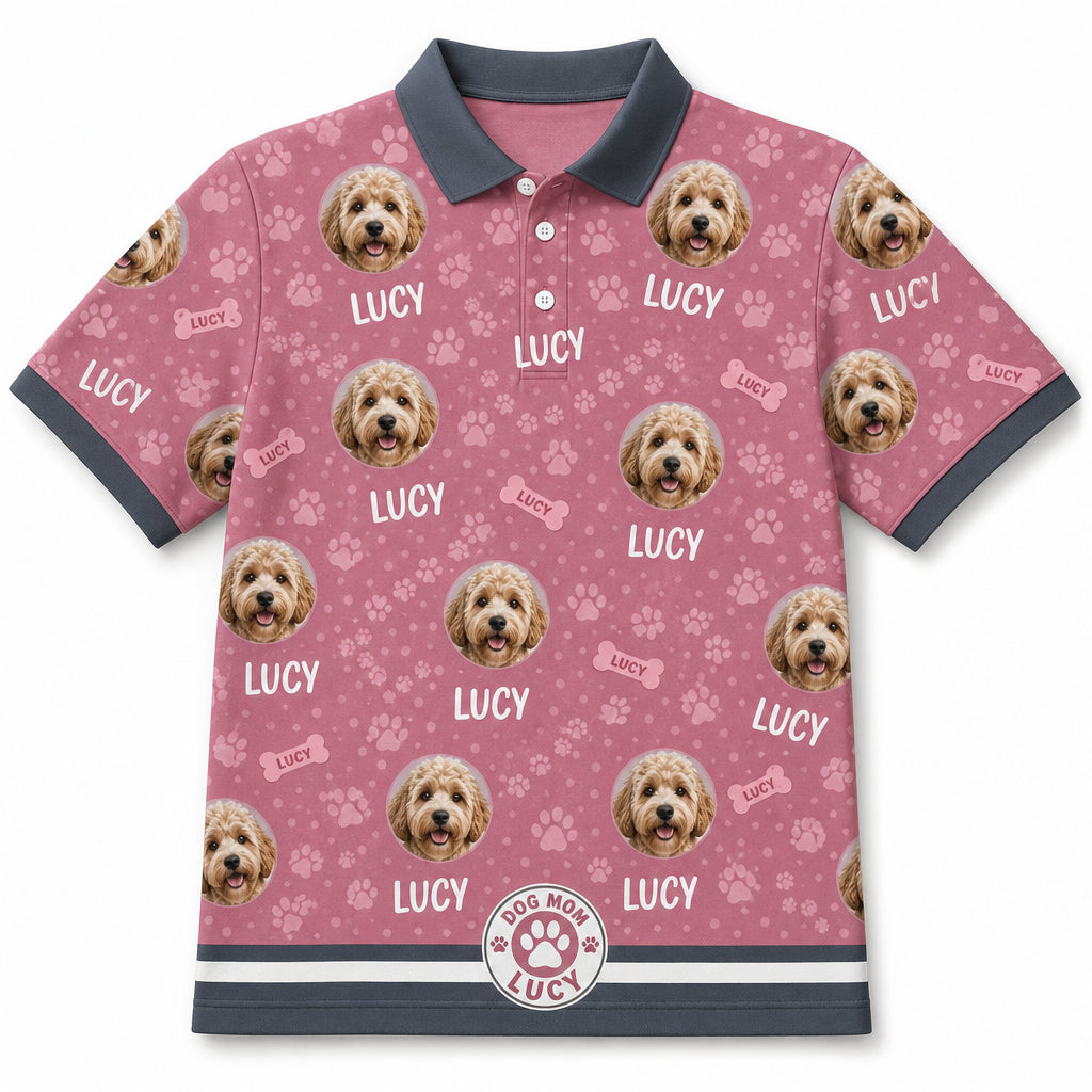 Custom Dog Photo Polo — Pink Colorway - Hero