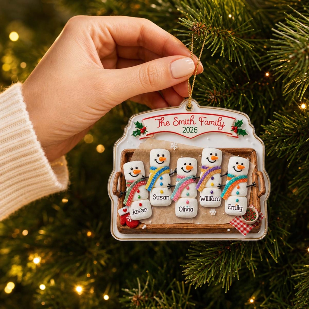 Marsmallow Snowman Family - Personalized Acrylic Ornament - Christmas Gift For Family 553d57a6-ec87-463e-a27c-dfba792509ed-4_converted.png