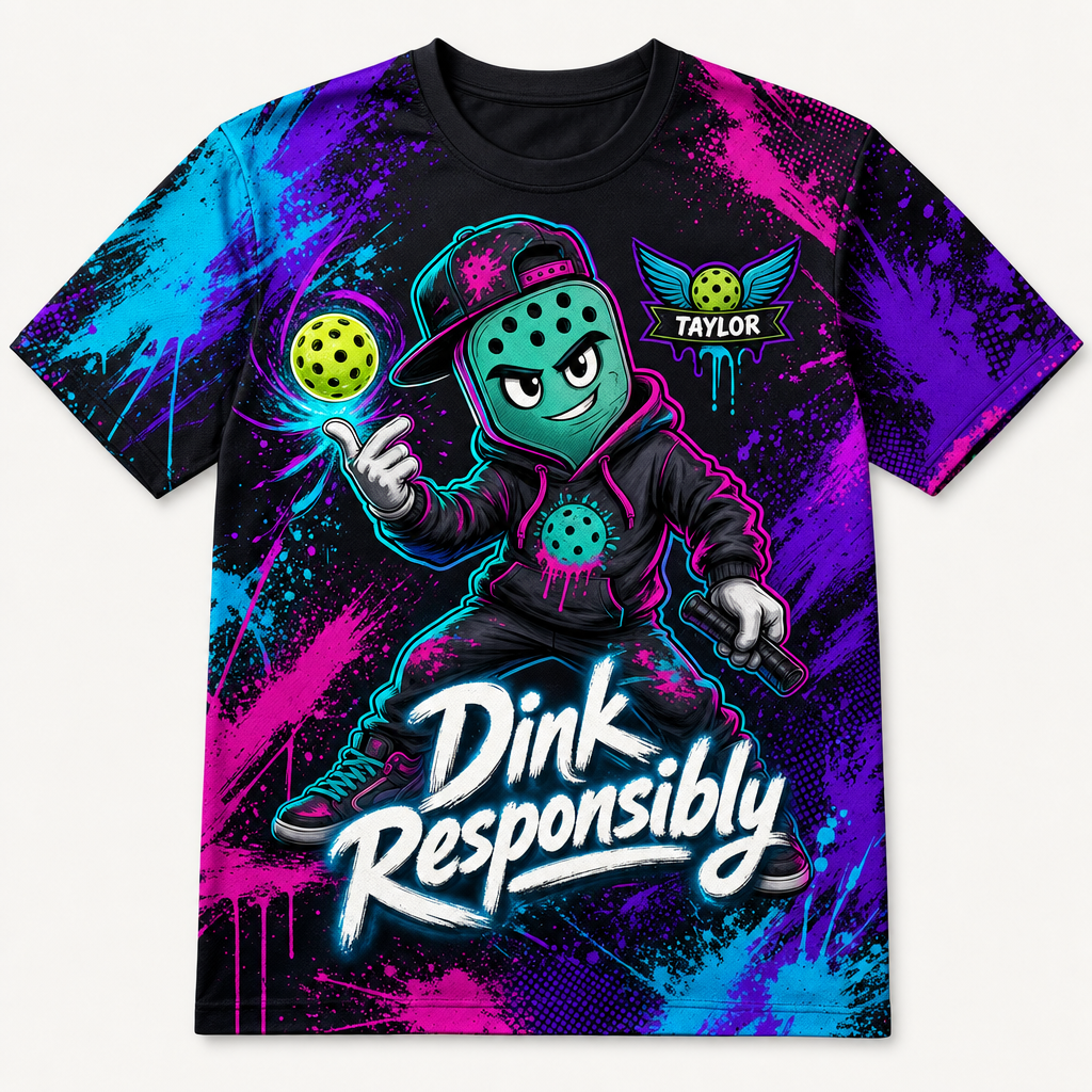 Dink Responsibly Graffiti Pickleball Team AOP Tee - Personalized T-Shirt - All over printed 55ac1079-697f-4725-b90b-b22b08ac9189.png
