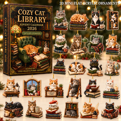 Cozy Cat Library Advent Calendar 2026 - 24-Day Festive Countdown, Acrylic Charms Blind Box - Gift For Reading Lovers 560aceeb-7245-47f9-9289-4060cc557c0e-cat-text.png