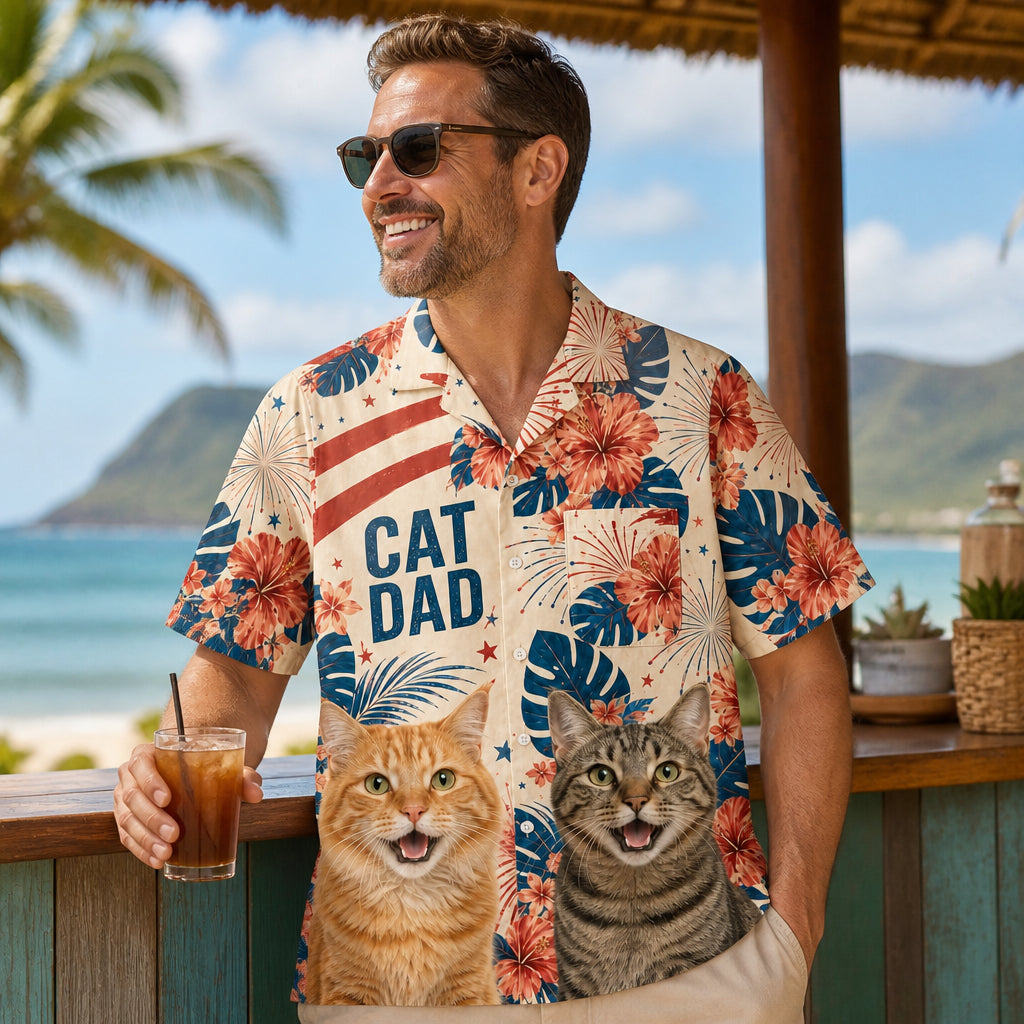 Cat Dad Patriotic Hawaiian - Lifestyle 1