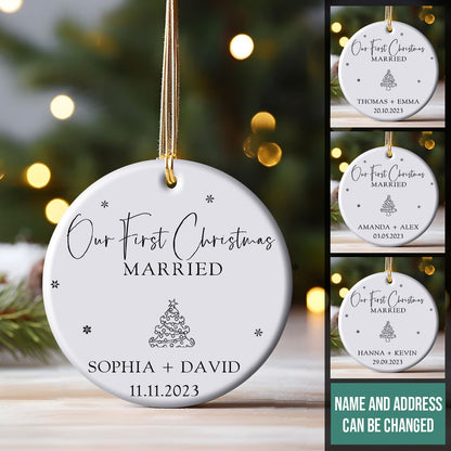 Christmas Tree First Christmas Married - Personalized Ornament - Christmas Gift 57.jpg