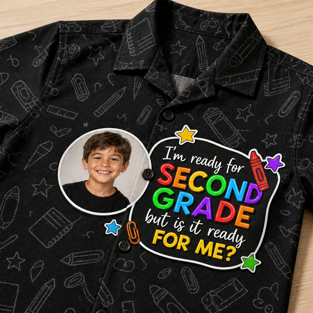 Second Grade Ready Photo Kids Hawaiian Shirt - Personalized Hawaiian Kids Shirt - AOP 5705ce51-1d9c-47c7-9aa1-39e7e9198b7c.jpg