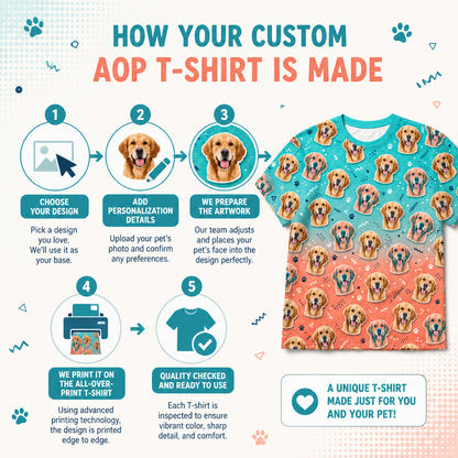 Your Pet Face Pop-Art Pattern AOP Tee - How it is made