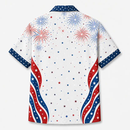 Patriotic Fireworks Pet Photo Hawaiian Shirt - Independence Day - Back view