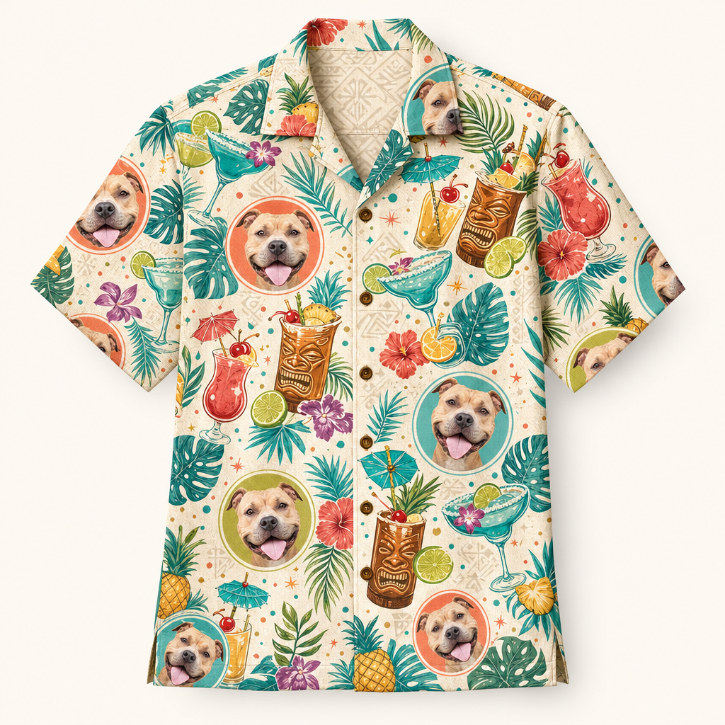Custom Tiki Cocktails Pet Face Hawaiian Shirt - Hero