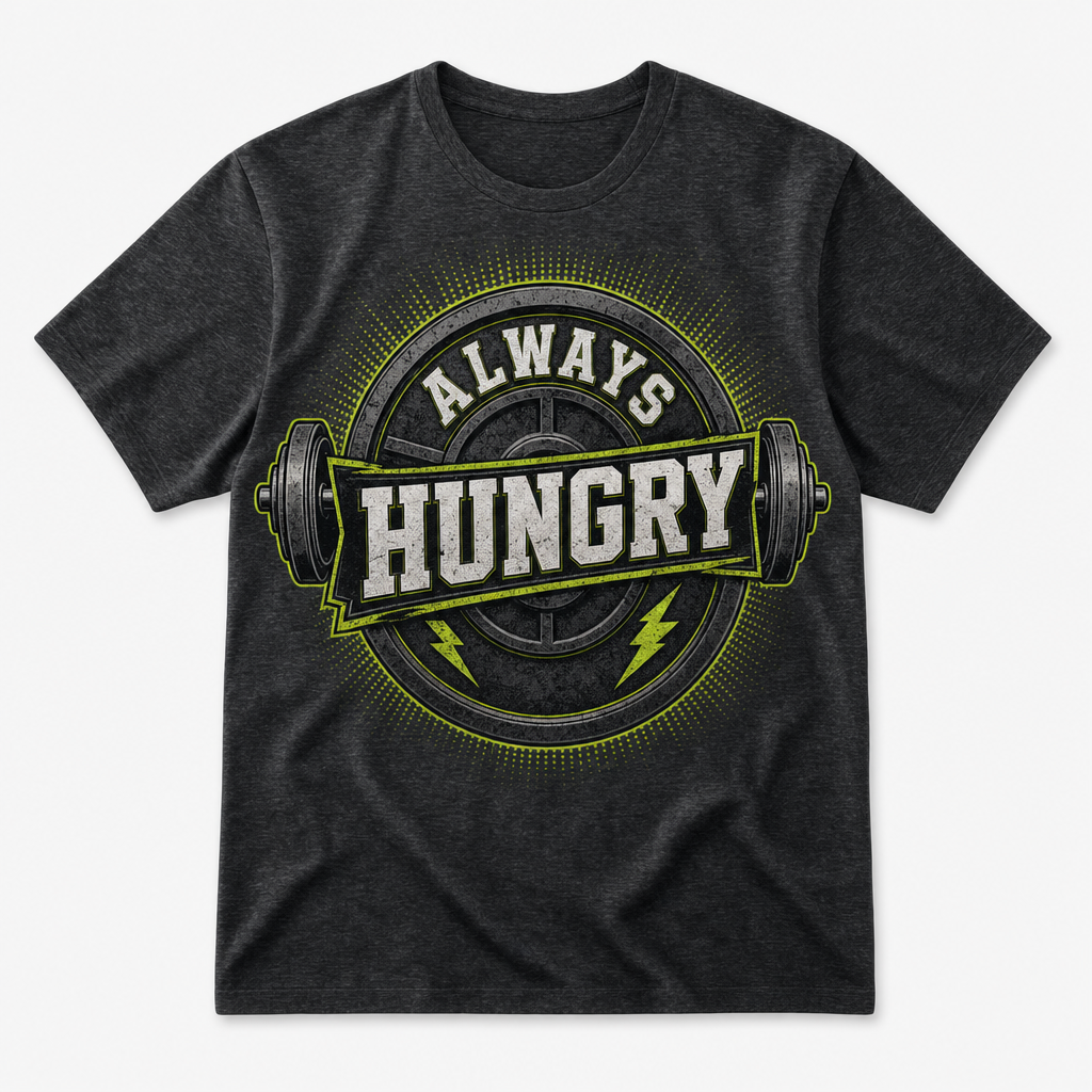Always Hungry Gym Badge Tee - T-Shirt - All over printed 58e4f397-90c0-4d76-ae5b-5f132a9c2aa4.png