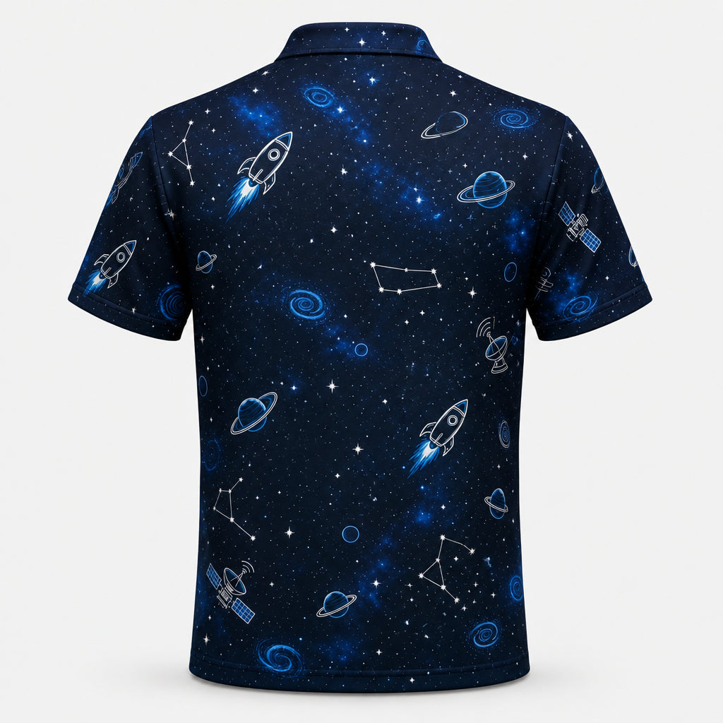 Best Dad in the Galaxy – Space Mission Photo Polo - Back view
