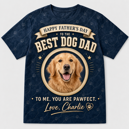 Happy Father’s Day Best Dog Dad – Pet Photo & Name AOP Tee - Hero