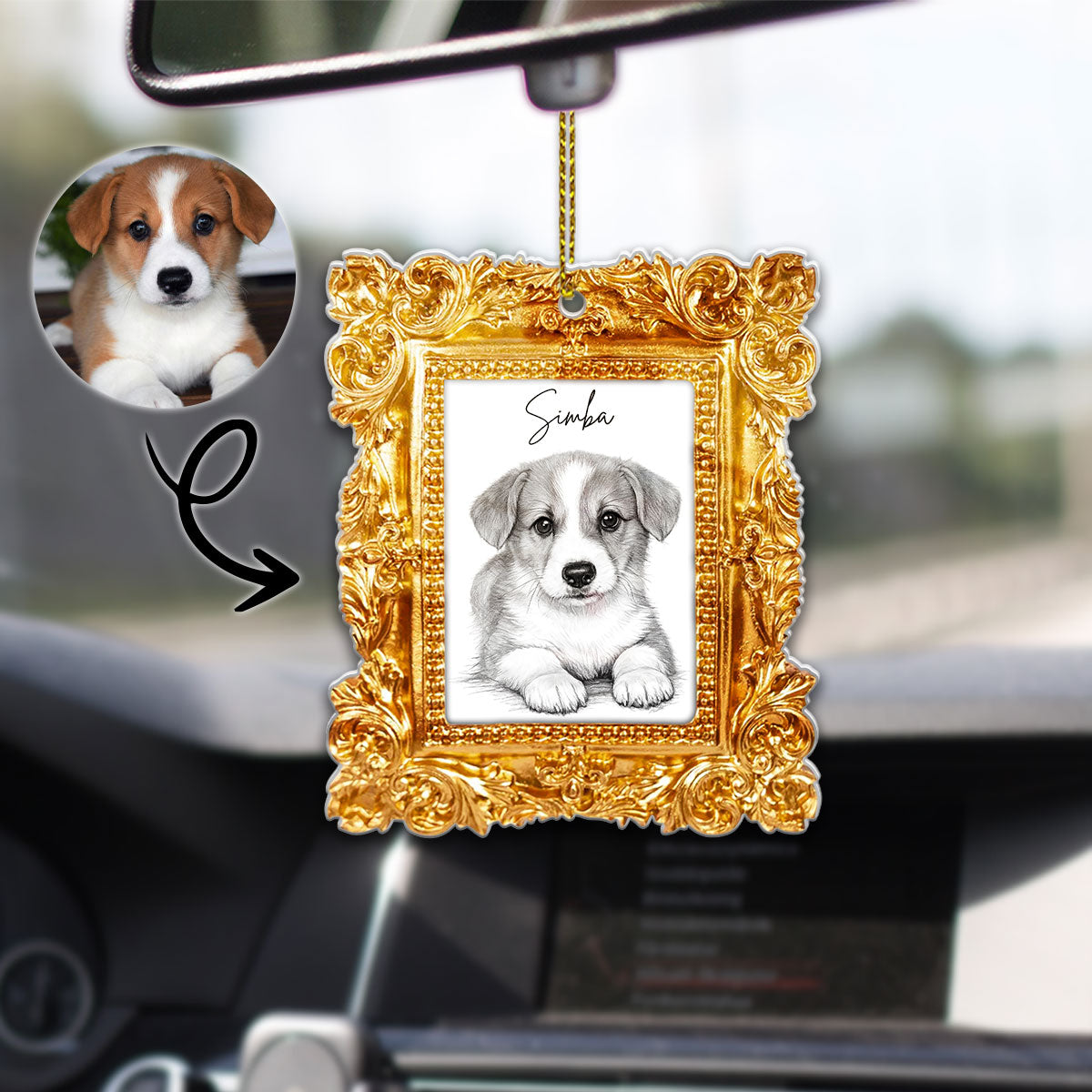 Custom Photo Pet Memorial Ornate Frame Gift For Pet Lovers - Personalized Acrylic Car Hanger