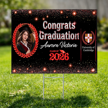 Glitter 26 Graduation Yard Sign Class of 2026 Lawn Sign