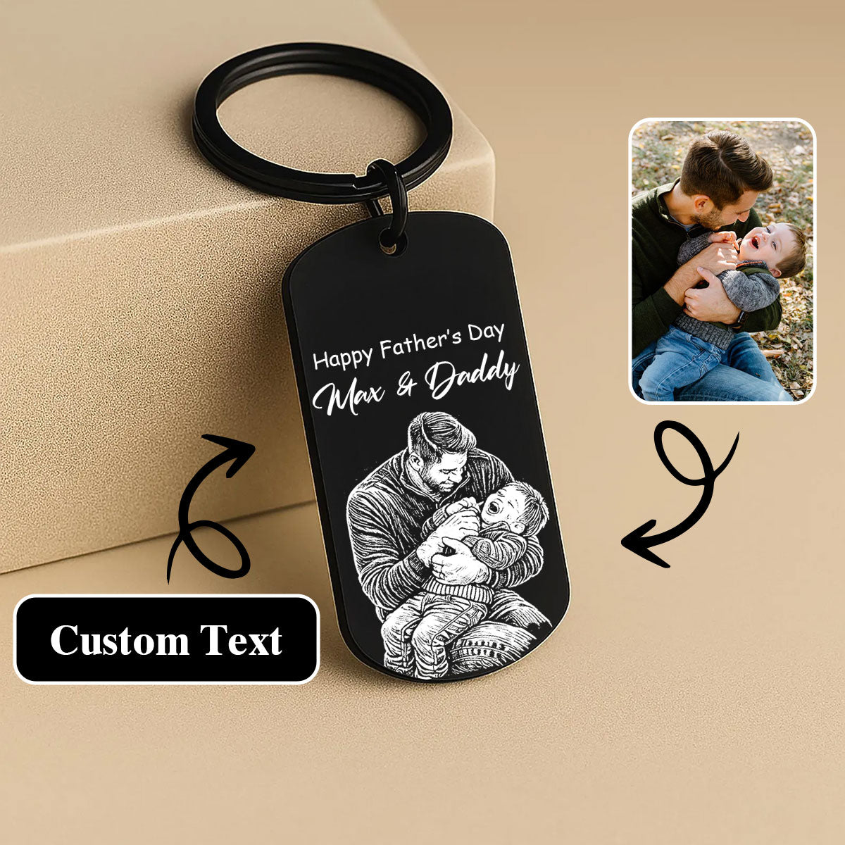 Pencil Sketch Father's day - Personalized Keychain