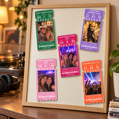 Custom Concert Ticket With Photo Music Event For Fans, Music Lovers - Personalized Magnet