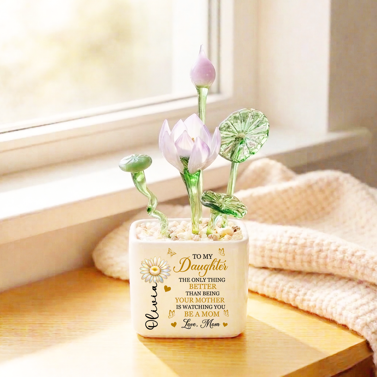 Being Your Mother Personalized Glass Everlasting Flowers