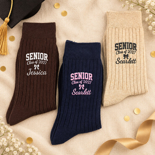 Personalized Name Senior - Class of 2027 Embroidered Socks