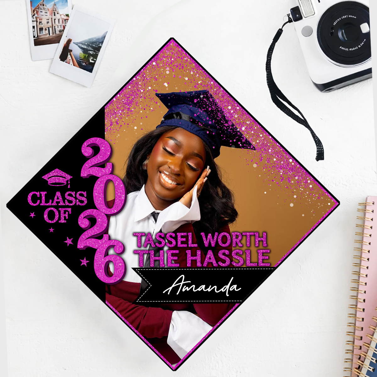 Class Of 2026 - Photo Graduation Cap Topper, Decorations For Grad Cap