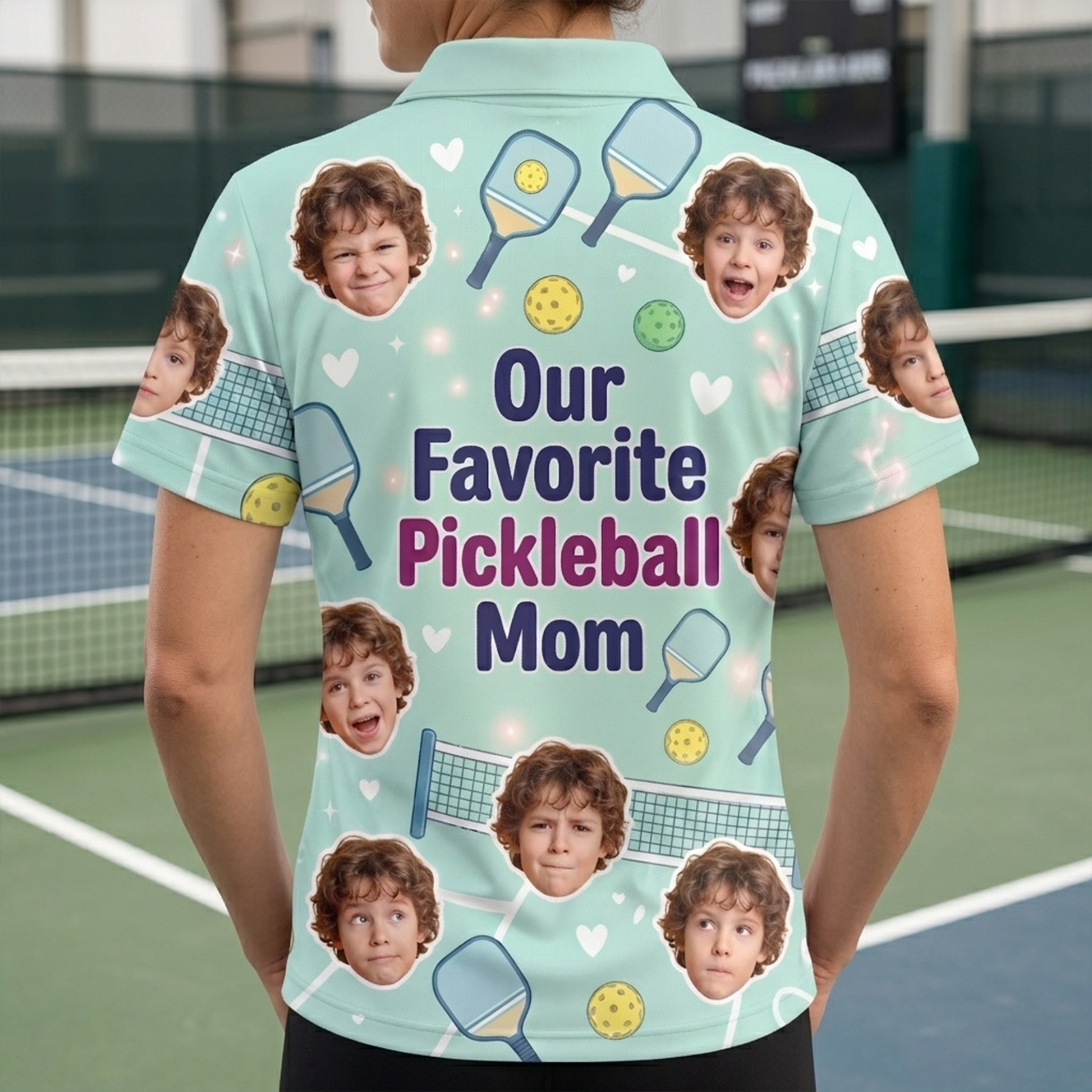 Our Favorite Pickleball Mom Custom Photo Polo Mint