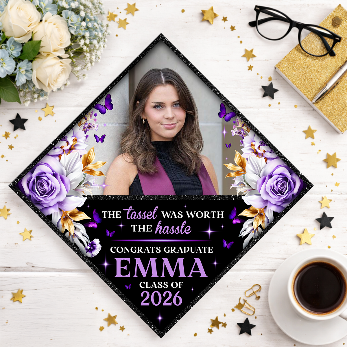 Floral Graduation Cap Topper - Decorations For Grad Cap