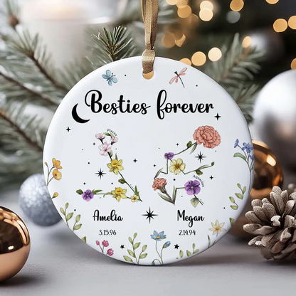 Sisters Besties Friends Zodiac Birth Month Flowers - Personalized Ornament - Christmas Gift, Birthday Gift For Sisters, Besties, BFF 5_5_11zon.png