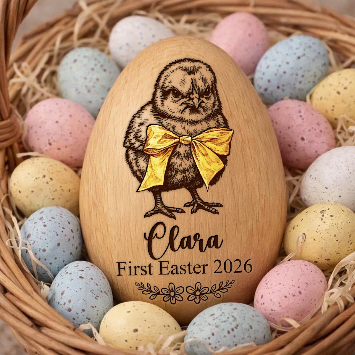 Custom Engraved Easter Egg with Name & Date - Wooden Easter Eggs