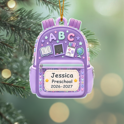 Kids Backpack First Day Of School - Personalized Custom Shaped Acrylic Ornament