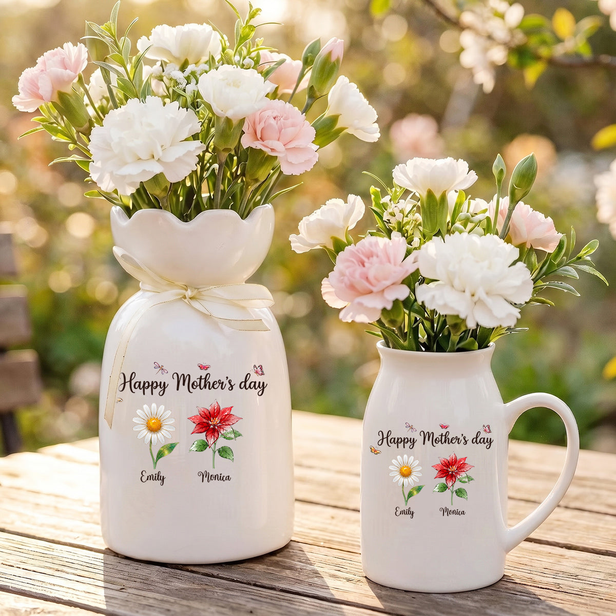 Grandkids - Personalized Custom Ribbon Tie Flower Vase