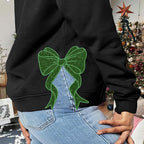 Wicked Side Bow Embroidered Sweatshirt, Wicked Musical Movie Fan Gift, Defy Gravity Crewneck, Christmas Ribbon Side Bow Gift For Her 5_7efcf93d-967b-4c0b-ad48-f630e2eabacc.jpg