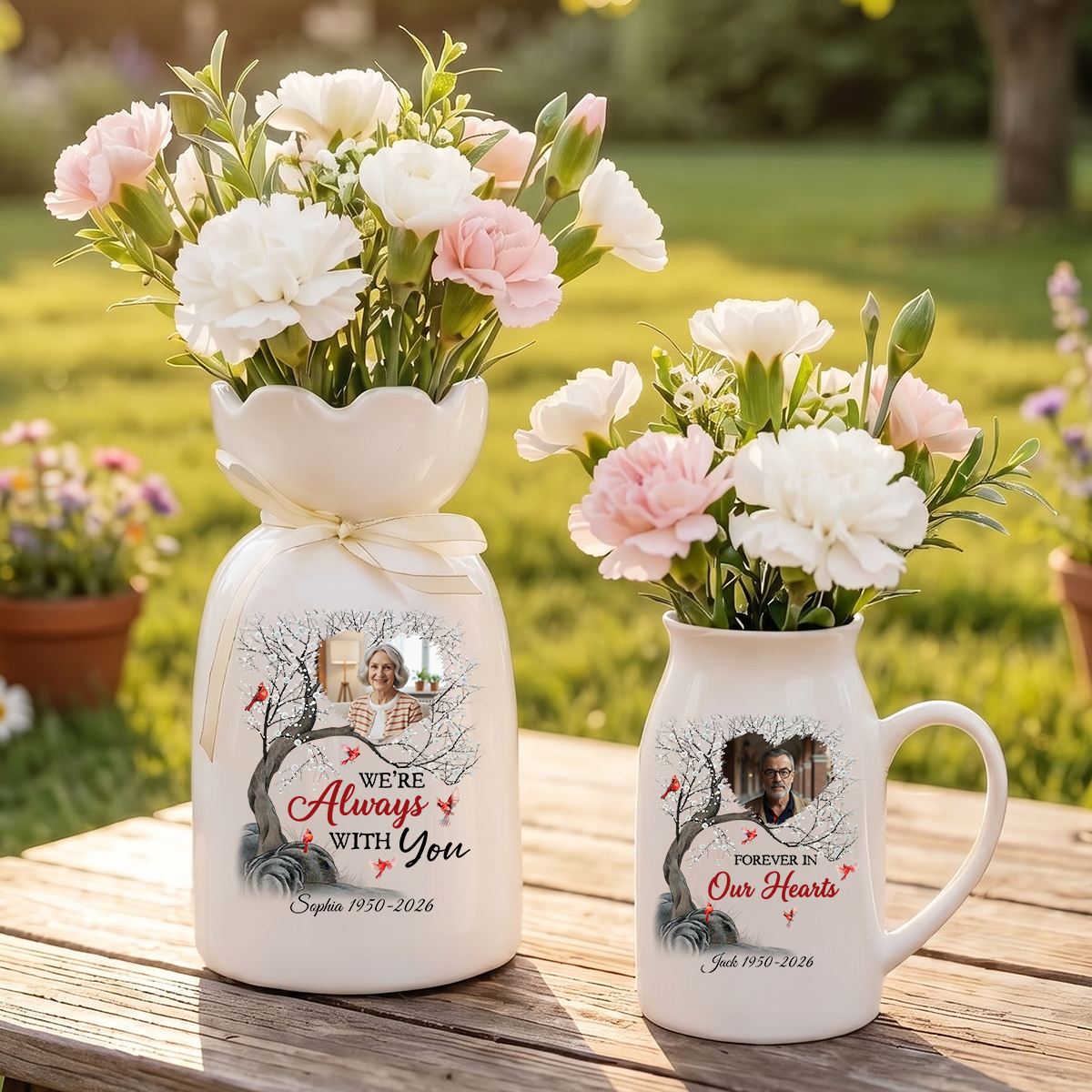 Always With You Personalized Ribbon Tie Flower Vase