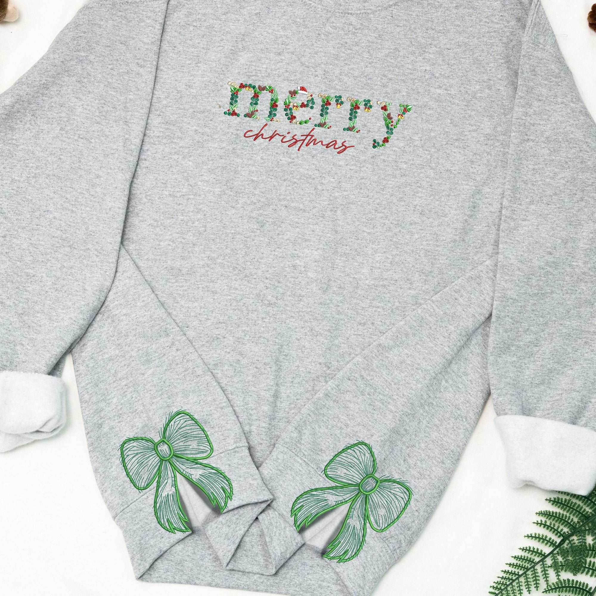 Side Bow Applique Embroidered Sweatshirt, Christmas Bow Embellished Sweatshirt, Side Bow Cut-Out Sweatshirt, Holiday Crewneck Xmas 5_828c3f44-a75f-48c5-9940-7e98b6b5258e.jpg