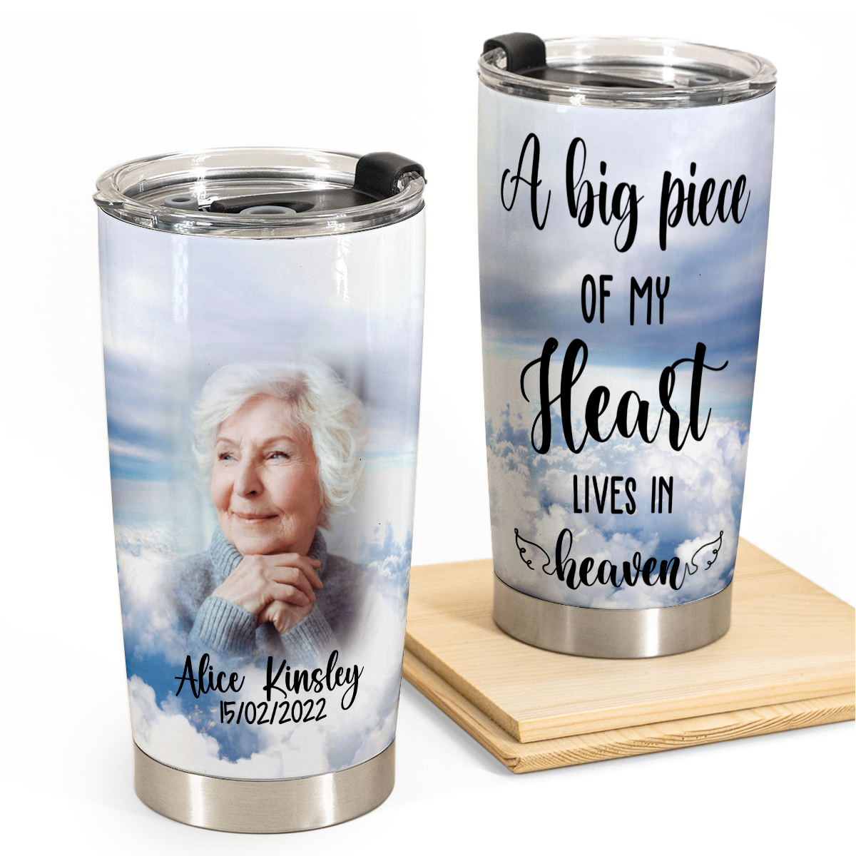 Memorial Photo Gifts - A Big Piece Of My Heart Lives In Heaven - Personalized Stainless Steel Tumbler 5_8715d73a-b9be-409c-8605-203555792bab.png