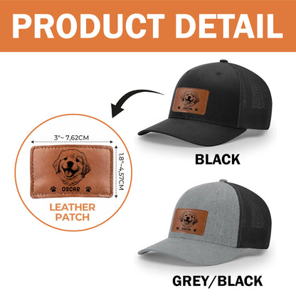 Custom Photo Pencil Sketch Just A Man & His Dog - Leather Label Net Hat