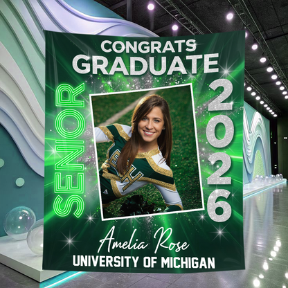 Grad Custom Photo Neon Personalized Graduation Backdrop