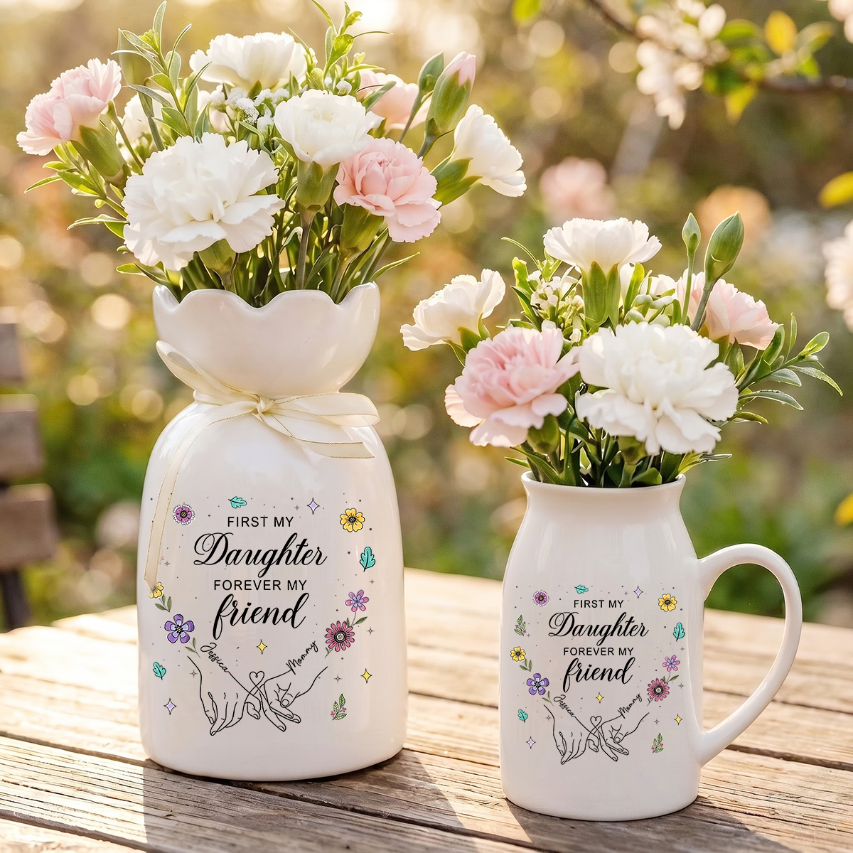 Custom Vase - Personalized Custom Ribbon Tie Flower Vase