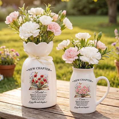 New Chapter Personalized Custom Ribbon Tie Flower Vase
