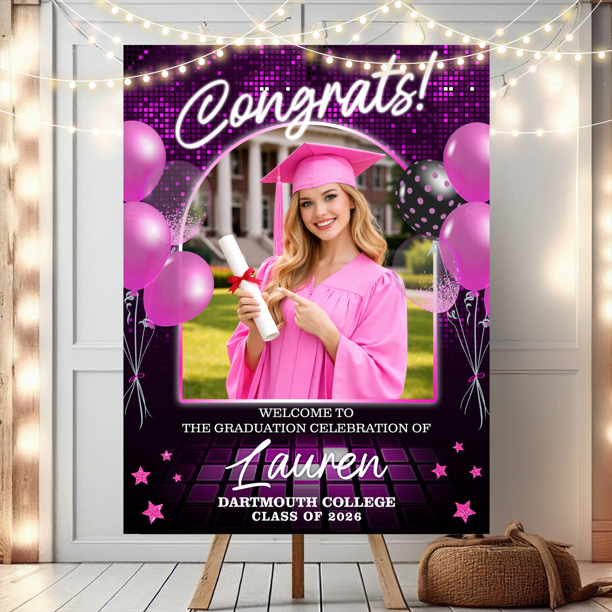 Class Of 2026 Graduation Disco - Personalized Welcome Sign