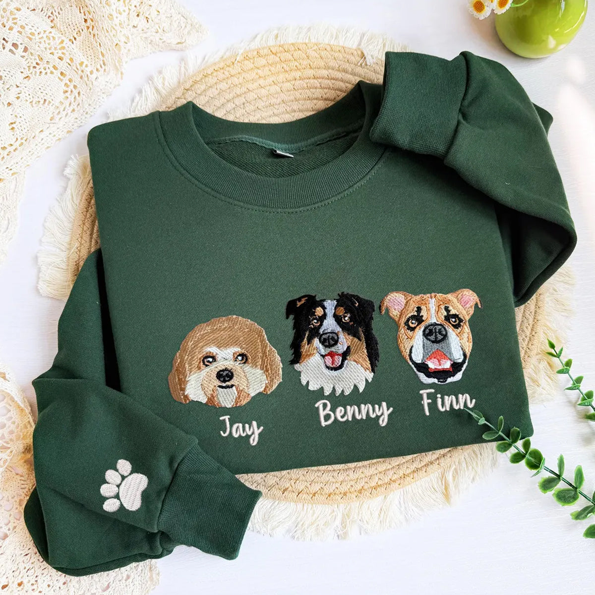 Embroidered Pet Sweatshirt for Women,Custom Dog Face Embroidered Sweatshirt,Custom Pet Hoodie,Gift for Pet Lovers,Personalized Gift For Mom