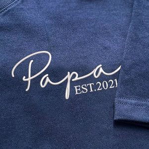 Papa Est Embroidered Father's Day Shirt