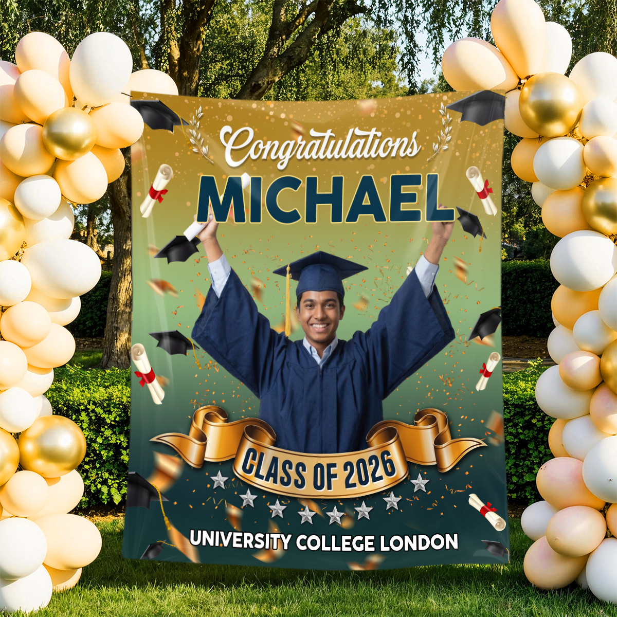 Grad Custom Photo - Personalized Graduation Backdrop